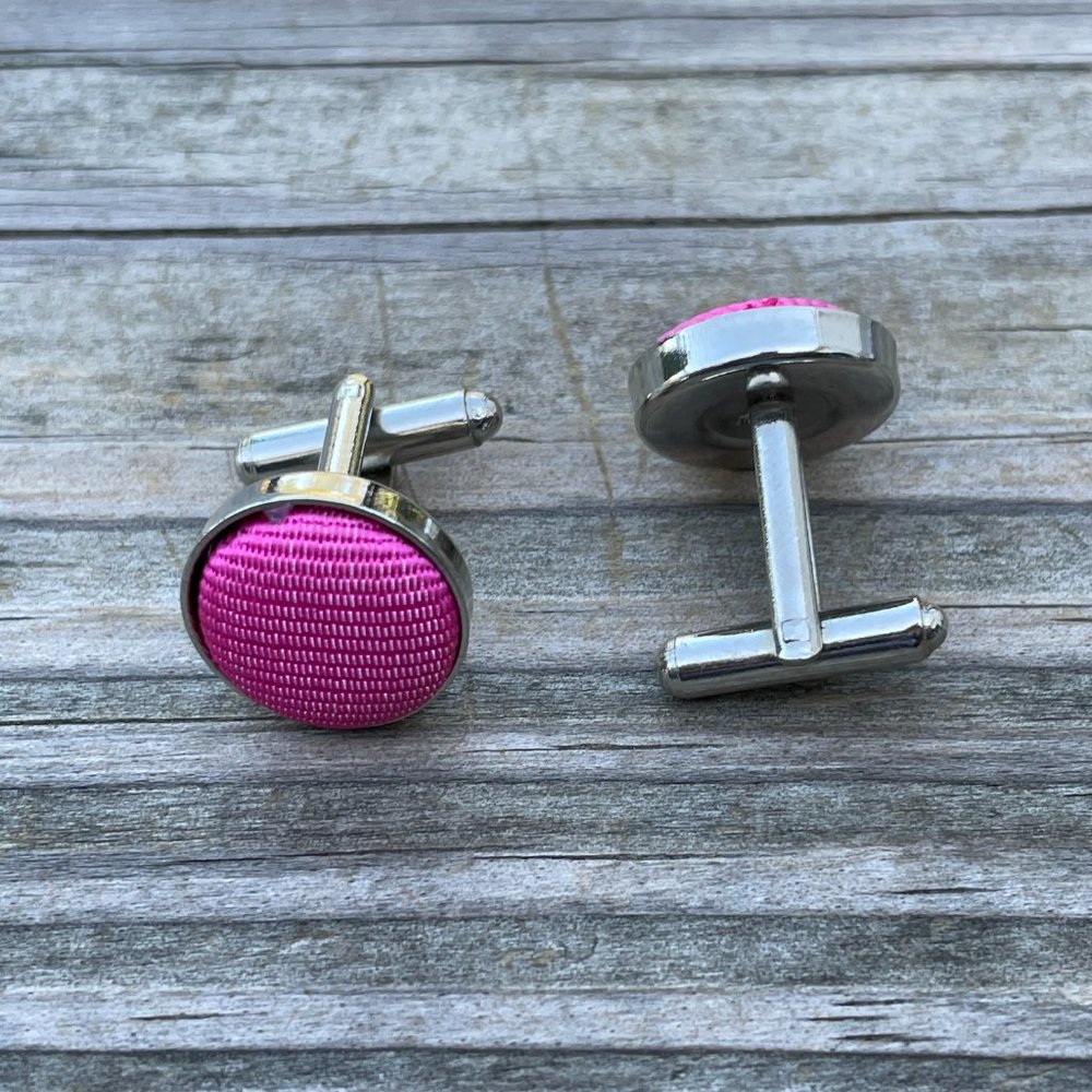 Men Cuff links Pink Silver Tone Jewelry Dress Shirt Fashion Cuff Links Stud New - Picture 4 of 8